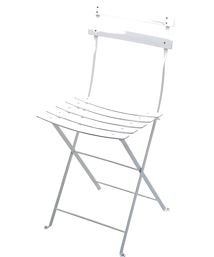 Chaise métal pliante avec lattes blanches